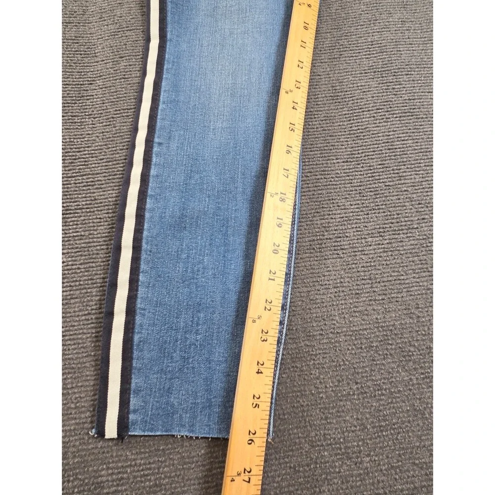 Loft Outlet Modern Skinny Jeans Womens 8 Blue Side Stripe Raw Hem‎ NWT